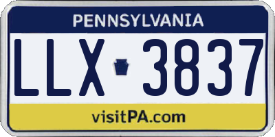 PA license plate LLX3837