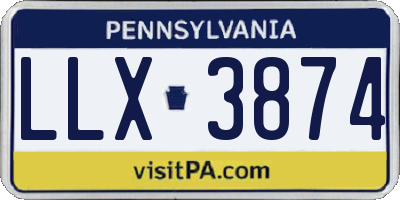 PA license plate LLX3874