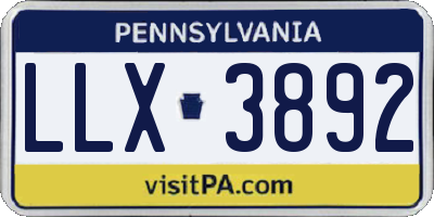 PA license plate LLX3892