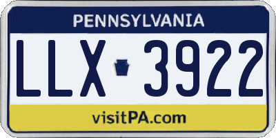 PA license plate LLX3922