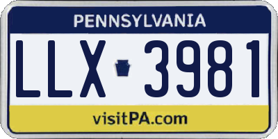 PA license plate LLX3981