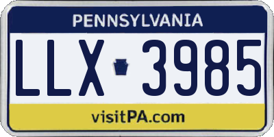 PA license plate LLX3985