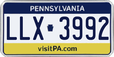 PA license plate LLX3992