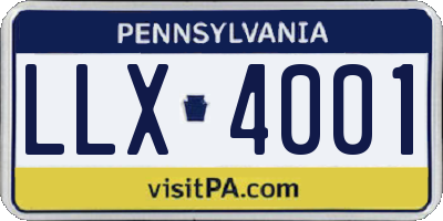 PA license plate LLX4001