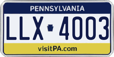 PA license plate LLX4003
