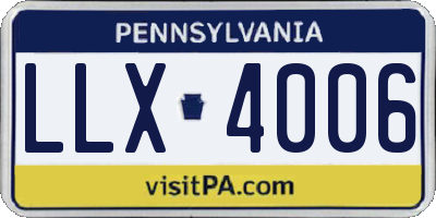 PA license plate LLX4006
