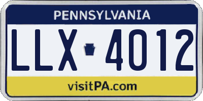 PA license plate LLX4012