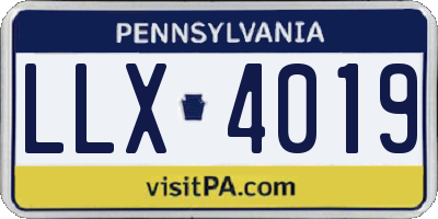 PA license plate LLX4019