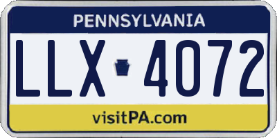 PA license plate LLX4072