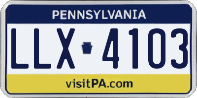 PA license plate LLX4103