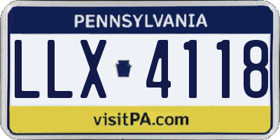 PA license plate LLX4118