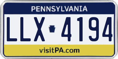 PA license plate LLX4194