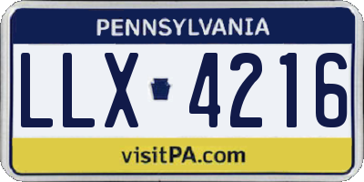 PA license plate LLX4216