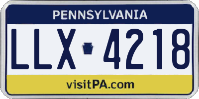 PA license plate LLX4218