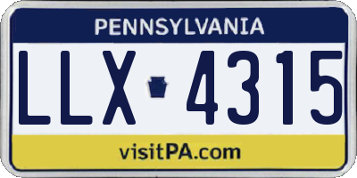 PA license plate LLX4315