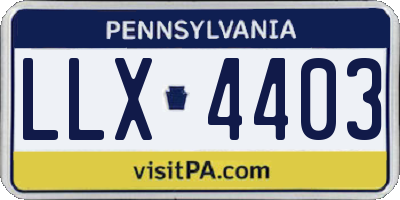 PA license plate LLX4403