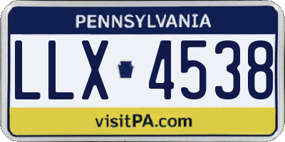 PA license plate LLX4538