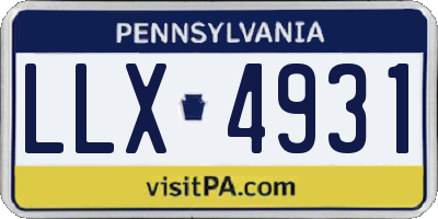 PA license plate LLX4931