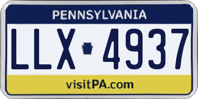 PA license plate LLX4937