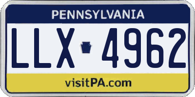 PA license plate LLX4962