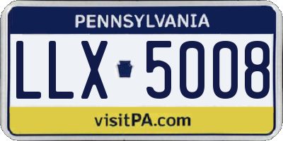 PA license plate LLX5008