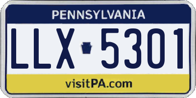 PA license plate LLX5301