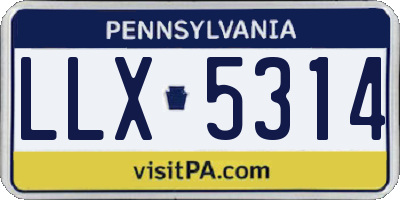 PA license plate LLX5314