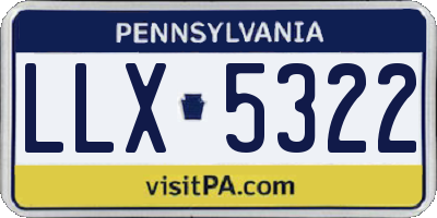PA license plate LLX5322