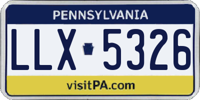 PA license plate LLX5326