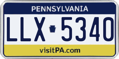 PA license plate LLX5340
