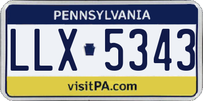 PA license plate LLX5343