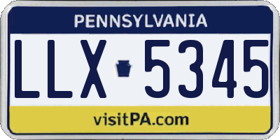 PA license plate LLX5345