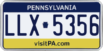 PA license plate LLX5356
