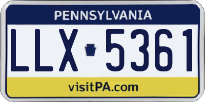 PA license plate LLX5361
