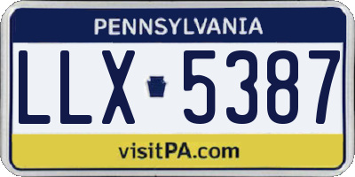 PA license plate LLX5387