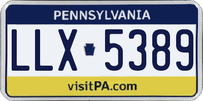 PA license plate LLX5389