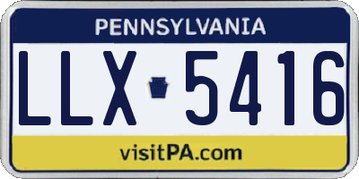 PA license plate LLX5416