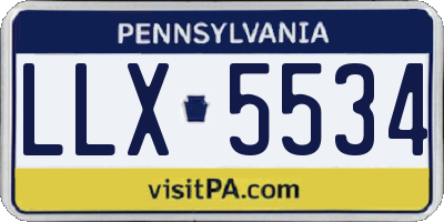 PA license plate LLX5534
