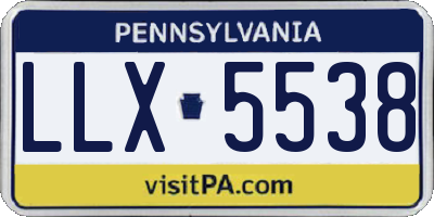 PA license plate LLX5538