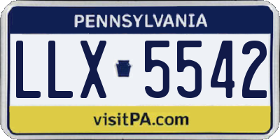 PA license plate LLX5542