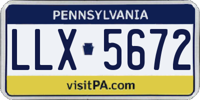 PA license plate LLX5672