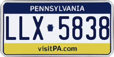PA license plate LLX5838