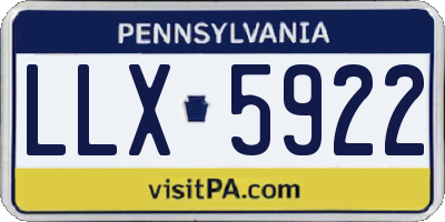 PA license plate LLX5922