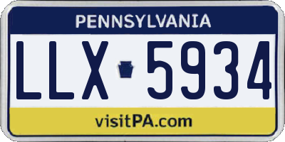 PA license plate LLX5934