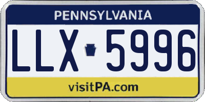 PA license plate LLX5996