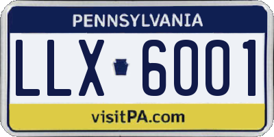 PA license plate LLX6001