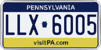 PA license plate LLX6005