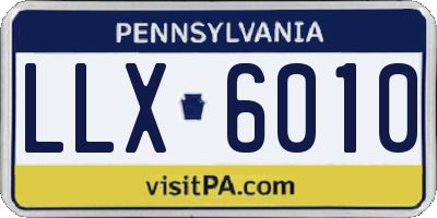 PA license plate LLX6010