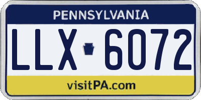 PA license plate LLX6072