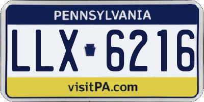 PA license plate LLX6216